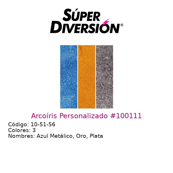 Arcoíris Personalizado: Azul Metálico, Oro, Plata