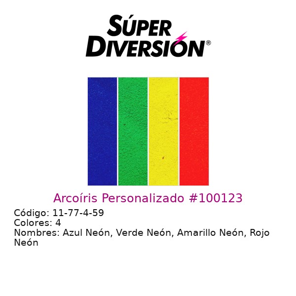 Arcoíris Personalizado: Azul Neón, Verde Neón, Amarillo Neón, Rojo Neón