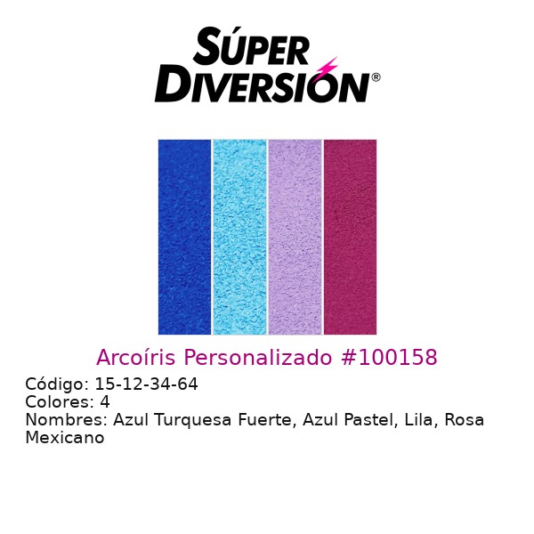 Arcoíris Personalizado: Azul Turquesa Fuerte, Azul Pastel, Lila, Rosa Mexicano