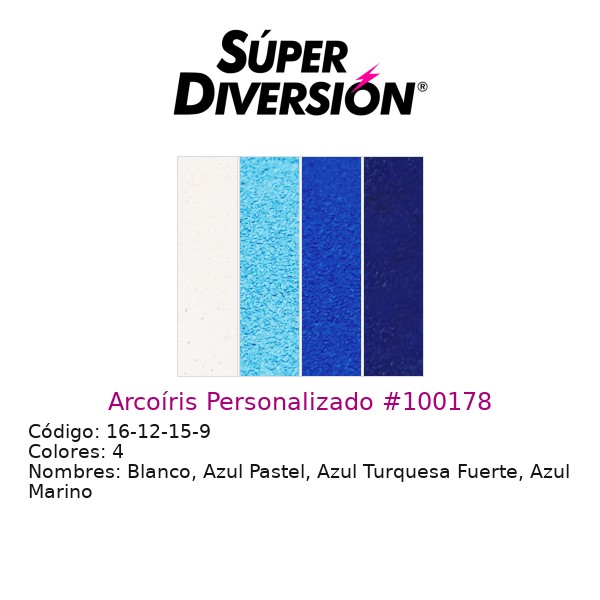 Arcoíris personalizado de maquillaje base agua con colores Blanco, Azul Pastel, Azul Turquesa Fuerte, Azul Marino