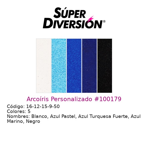 Arcoíris Personalizado: Blanco, Azul Pastel, Azul Turquesa Fuerte, Azul Marino, Negro