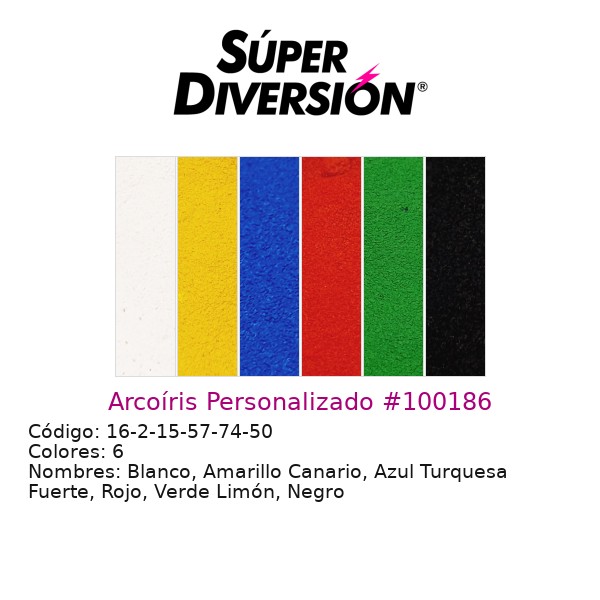 Arcoíris Personalizado: Blanco, Amarillo Canario, Azul Turquesa Fuerte, Rojo, Verde Limón, Negro