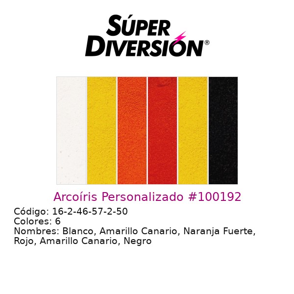 Arcoíris Personalizado: Blanco, Amarillo Canario, Naranja Fuerte, Rojo, Amarillo Canario, Negro