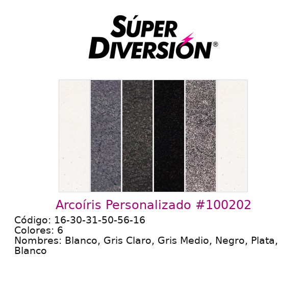 Arcoíris Personalizado: Blanco, Gris Claro, Gris Medio, Negro, Plata, Blanco