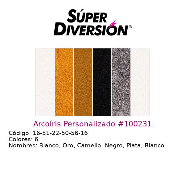 Arcoíris Personalizado: Blanco, Oro, Camello, Negro, Plata, Blanco