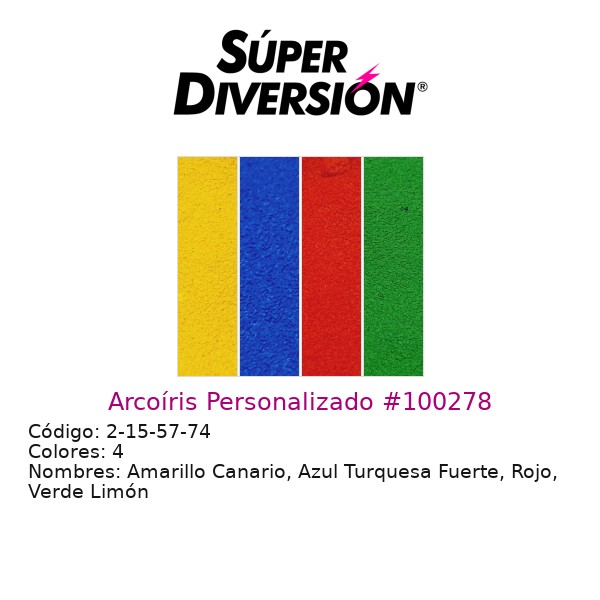 Arcoíris Personalizado: Amarillo Canario, Azul Turquesa Fuerte, Rojo, Verde Limón