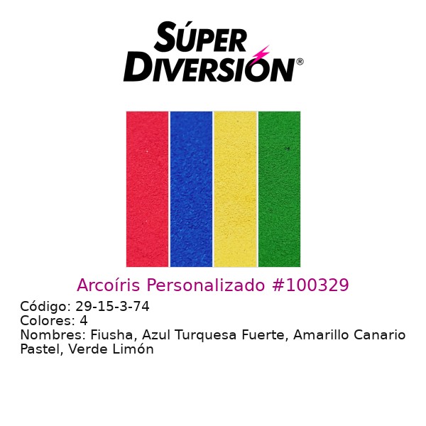 Arcoíris Personalizado: Fiusha, Azul Turquesa Fuerte, Amarillo Canario Pastel, Verde Limón