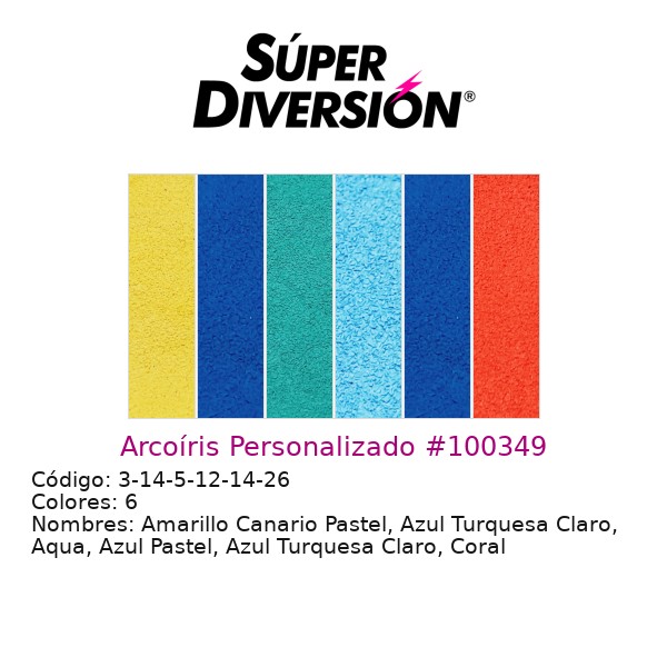 Arcoíris Personalizado: Amarillo Canario Pastel, Azul Turquesa Claro, Aqua, Azul Pastel, Azul Turquesa Claro, Coral