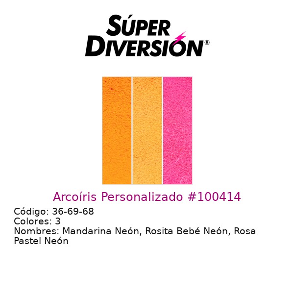 Arcoíris personalizado de maquillaje base agua con colores Mandarina Neón, Rosita Bebé Neón, Rosa Pastel Neón