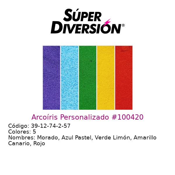 Arcoíris Personalizado: Morado, Azul Pastel, Verde Limón, Amarillo Canario, Rojo