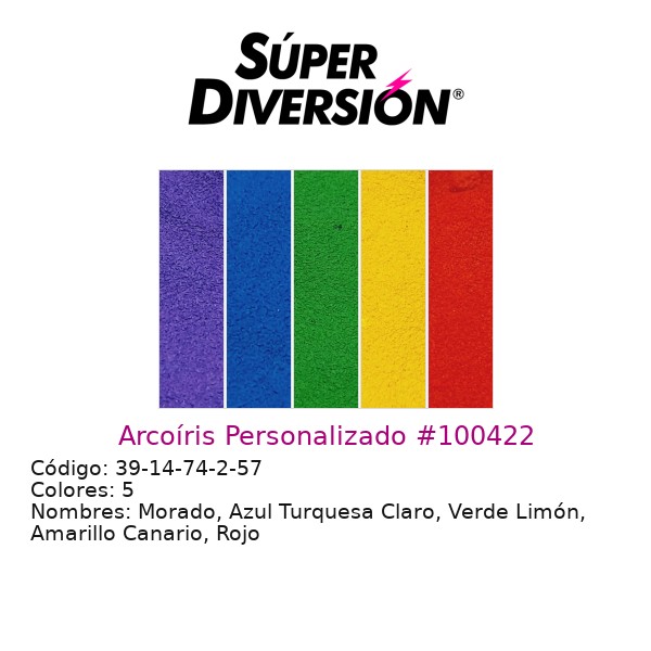 Arcoíris Personalizado: Morado, Azul Turquesa Claro, Verde Limón, Amarillo Canario, Rojo