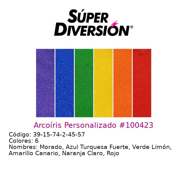 Arcoíris Personalizado: Morado, Azul Turquesa Fuerte, Verde Limón, Amarillo Canario, Naranja Claro, Rojo