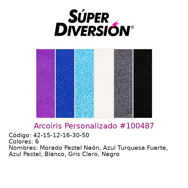 Arcoíris Personalizado: Morado Pastel Neón, Azul Turquesa Fuerte, Azul Pastel, Blanco, Gris Claro, Negro