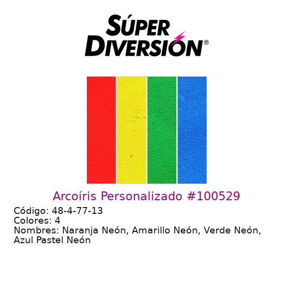 Arcoíris Personalizado: Naranja Neón, Amarillo Neón, Verde Neón, Azul Pastel Neón
