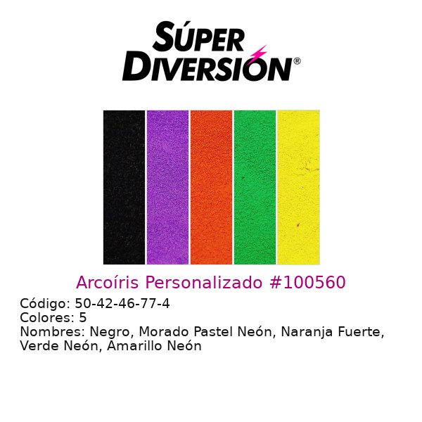 Arcoíris Personalizado: Negro, Morado Pastel Neón, Naranja Fuerte, Verde Neón, Amarillo Neón