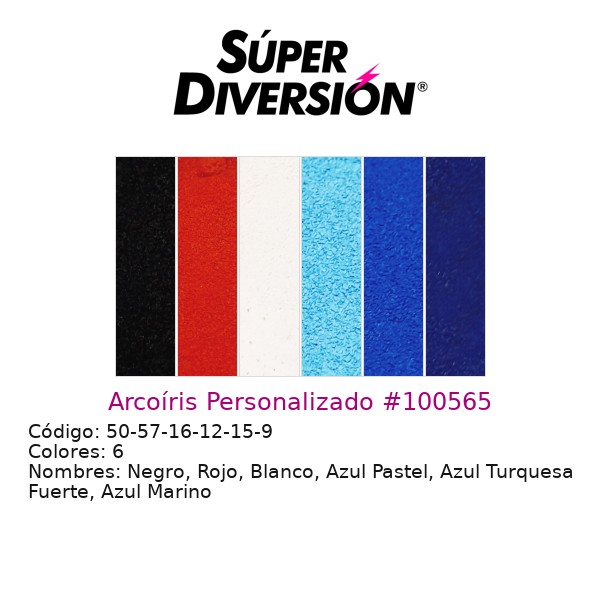 Arcoíris Personalizado: Negro, Rojo, Blanco, Azul Pastel, Azul Turquesa Fuerte, Azul Marino