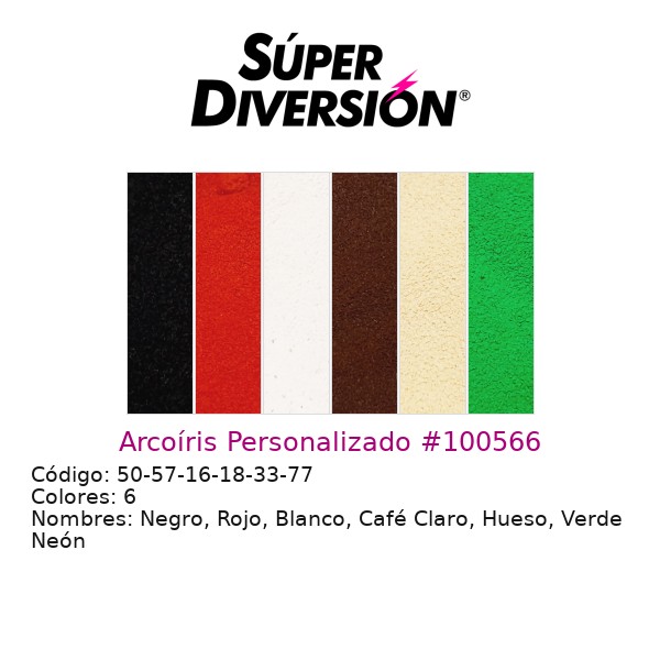 Arcoíris Personalizado: Negro, Rojo, Blanco, Café Claro, Hueso, Verde Neón