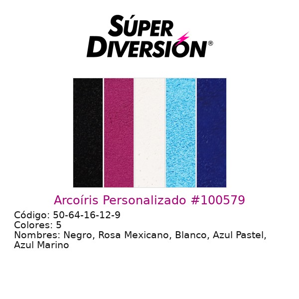 Arcoíris Personalizado: Negro, Rosa Mexicano, Blanco, Azul Pastel, Azul Marino