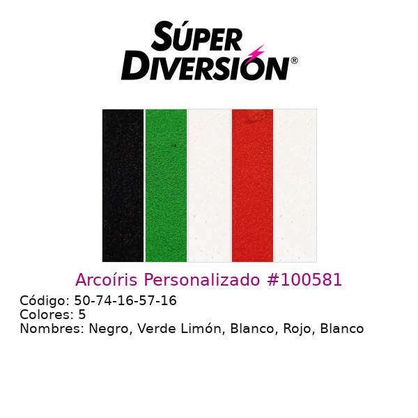 Arcoíris Personalizado: Negro, Verde Limón, Blanco, Rojo, Blanco