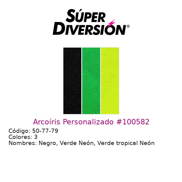 Arcoíris Personalizado: Negro, Verde Neón, Verde tropical Neón
