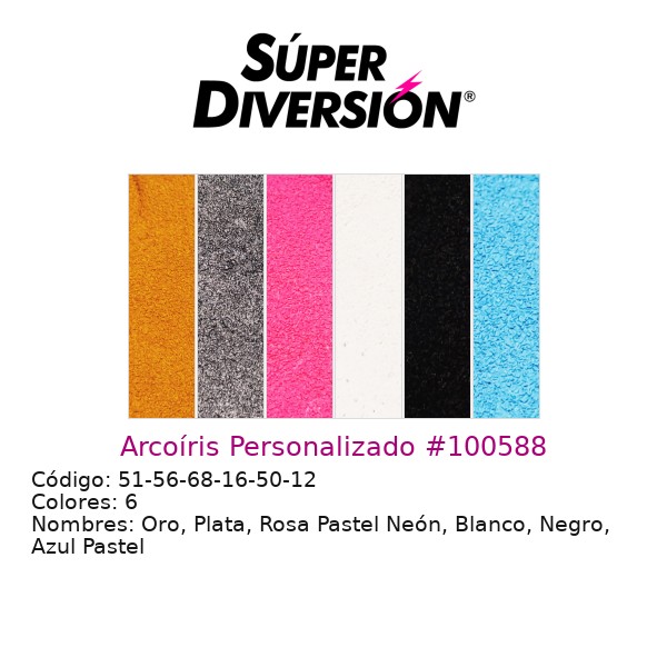 Arcoíris Personalizado: Oro, Plata, Rosa Pastel Neón, Blanco, Negro, Azul Pastel