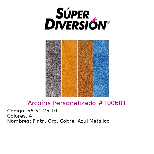 Arcoíris Personalizado: Plata, Oro, Cobre, Azul Metálico
