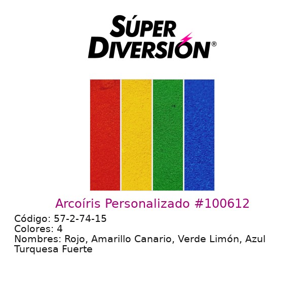 Arcoíris Personalizado: Rojo, Amarillo Canario, Verde Limón, Azul Turquesa Fuerte