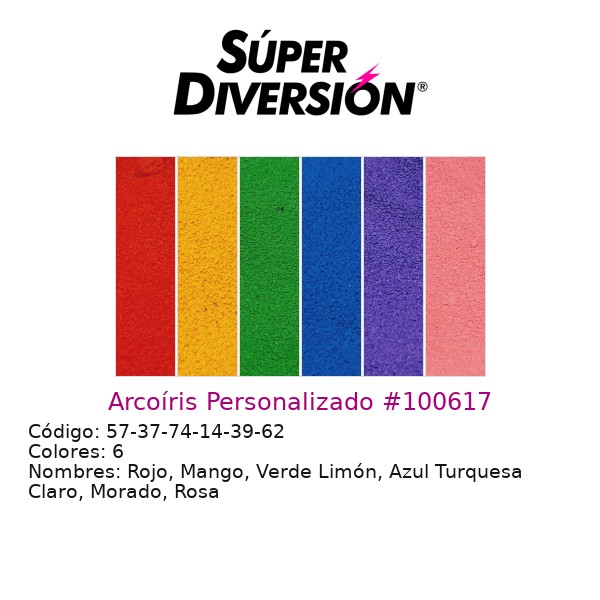 Arcoíris Personalizado: Rojo, Mango, Verde Limón, Azul Turquesa Claro, Morado, Rosa