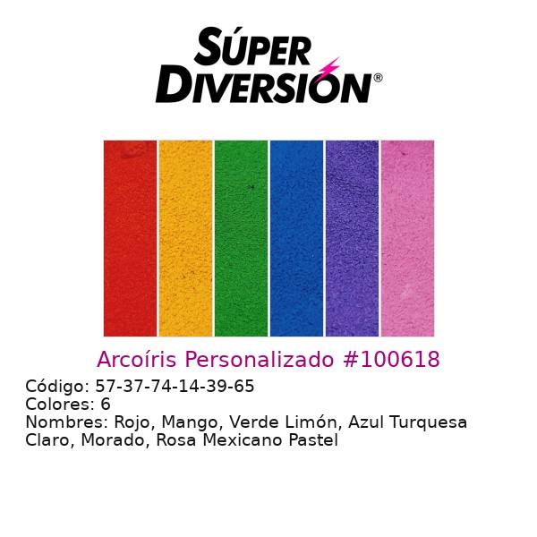 Arcoíris Personalizado: Rojo, Mango, Verde Limón, Azul Turquesa Claro, Morado, Rosa Mexicano Pastel