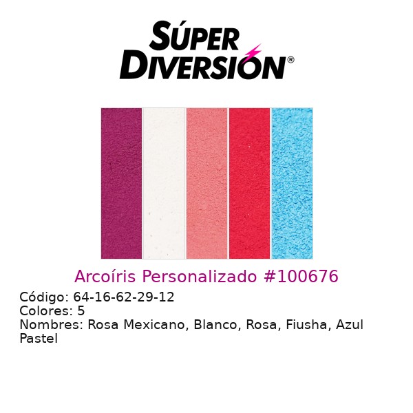 Arcoíris Personalizado: Rosa Mexicano, Blanco, Rosa, Fiusha, Azul Pastel