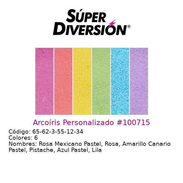 Arcoíris Personalizado: Rosa Mexicano Pastel, Rosa, Amarillo Canario Pastel, Pistache, Azul Pastel, Lila