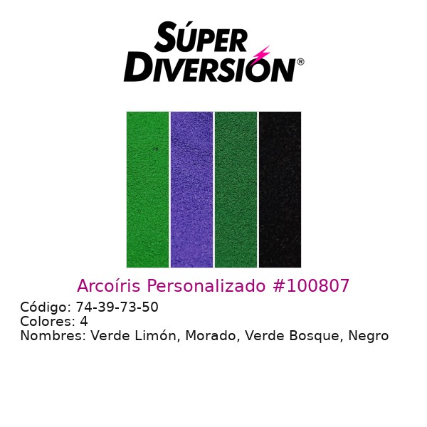 Arcoíris Personalizado: Verde Limón, Morado, Verde Bosque, Negro
