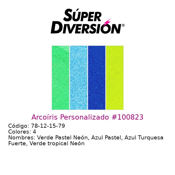 Arcoíris Personalizado: Verde Pastel Neón, Azul Pastel, Azul Turquesa Fuerte, Verde tropical Neón