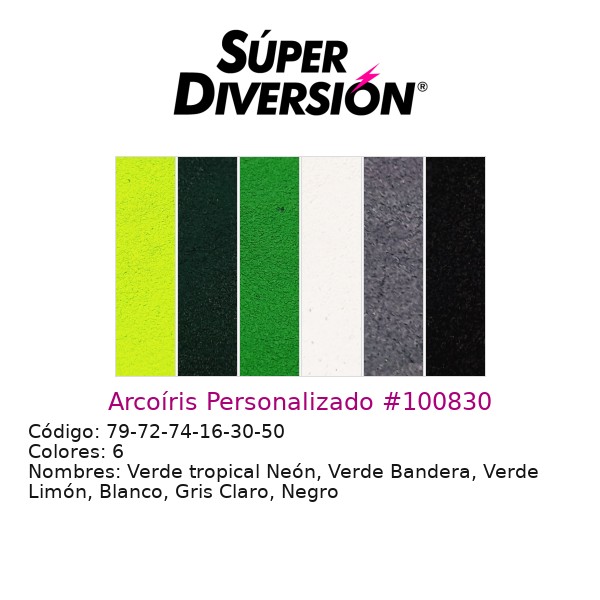 Arcoíris Personalizado: Verde tropical Neón, Verde Bandera, Verde Limón, Blanco, Gris Claro, Negro