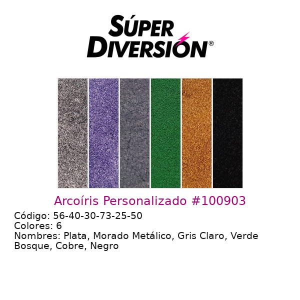 Arcoíris Personalizado: Plata, Morado Metálico, Gris Claro, Verde Bosque, Cobre, Negro