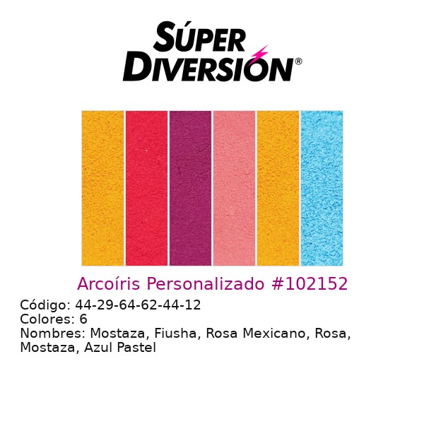 Arcoíris Personalizado: Mostaza, Fiusha, Rosa Mexicano, Rosa, Mostaza, Azul Pastel