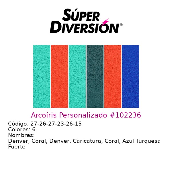 Arcoíris Personalizado: Denver, Coral, Denver, Caricatura, Coral, Azul Turquesa Fuerte