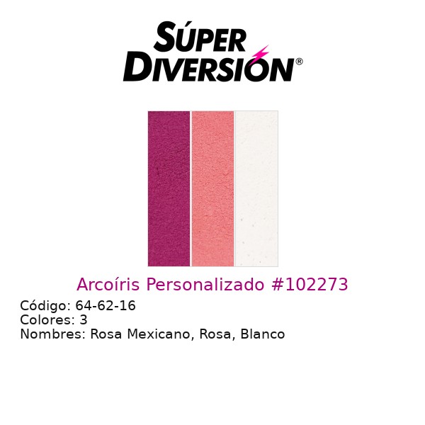 Arcoíris personalizado de maquillaje base agua con colores Rosa Mexicano, Rosa, Blanco