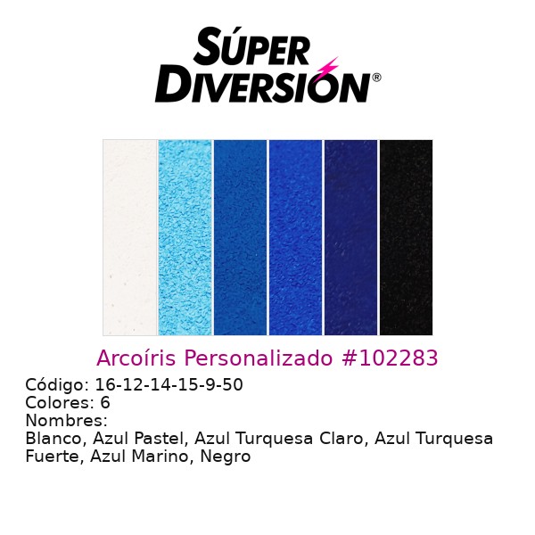 Arcoíris Personalizado: Blanco, Azul Pastel, Azul Turquesa Claro, Azul Turquesa Fuerte, Azul Marino, Negro