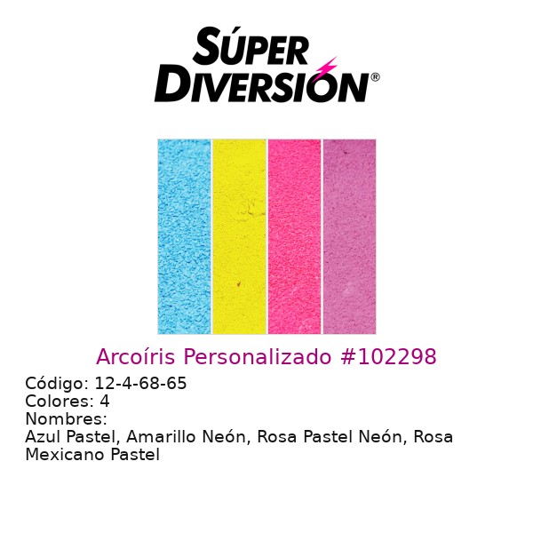 Arcoíris Personalizado: Azul Pastel, Amarillo Neón, Rosa Pastel Neón, Rosa Mexicano Pastel