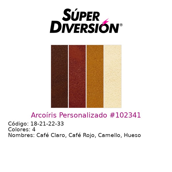 Arcoíris personalizado de maquillaje base agua con colores Café Claro, Café Rojo, Camello, Hueso