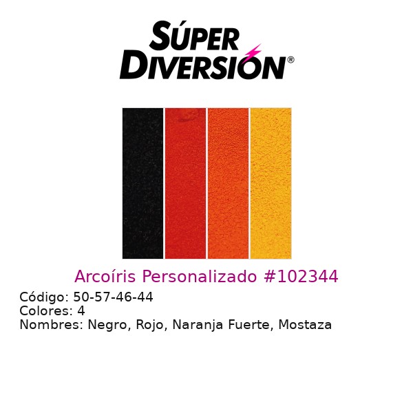 Arcoíris personalizado de maquillaje base agua con colores Negro, Rojo, Naranja Fuerte, Mostaza