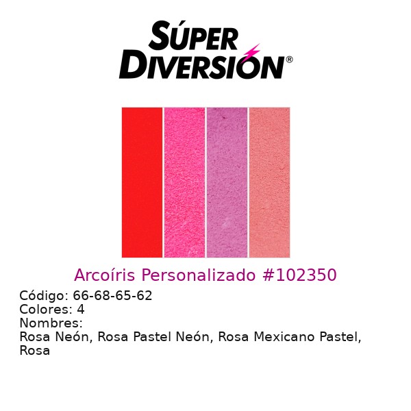 Arcoíris personalizado de maquillaje base agua con colores Rosa Neón, Rosa Pastel Neón, Rosa Mexicano Pastel, Rosa