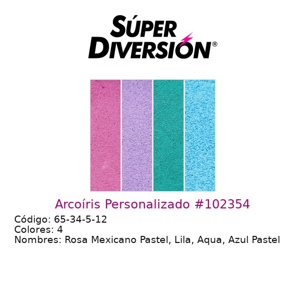 Arcoíris personalizado de maquillaje base agua con colores Rosa Mexicano Pastel, Lila, Aqua, Azul Pastel