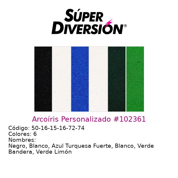 Arcoíris Personalizado: Negro, Blanco, Azul Turquesa Fuerte, Blanco, Verde Bandera, Verde Limón