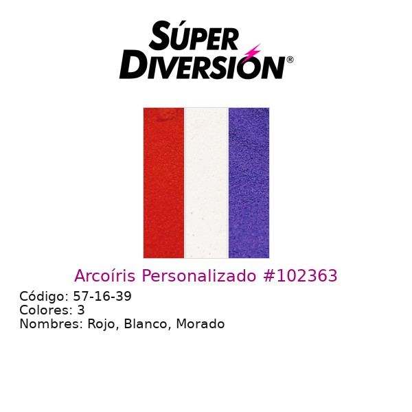 Arcoíris personalizado de maquillaje base agua con colores Rojo, Blanco, Morado