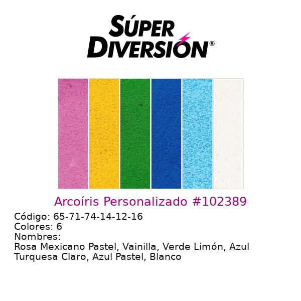 Arcoíris Personalizado: Rosa Mexicano Pastel, Vainilla, Verde Limón, Azul Turquesa Claro, Azul Pastel, Blanco