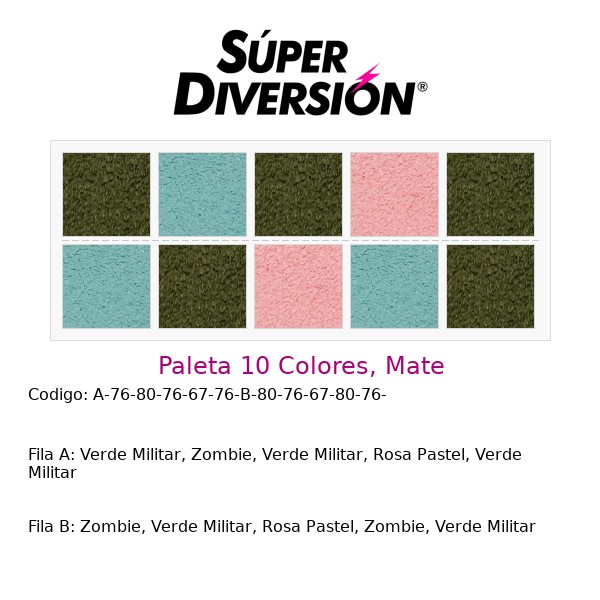 Paleta personalizada 10 colores base agua con colores Verde Militar, Zombie, Verde Militar, Rosa Pastel, Verde Militar | Zombie, Verde Militar, Rosa Pastel, Zombie, Verde Militar