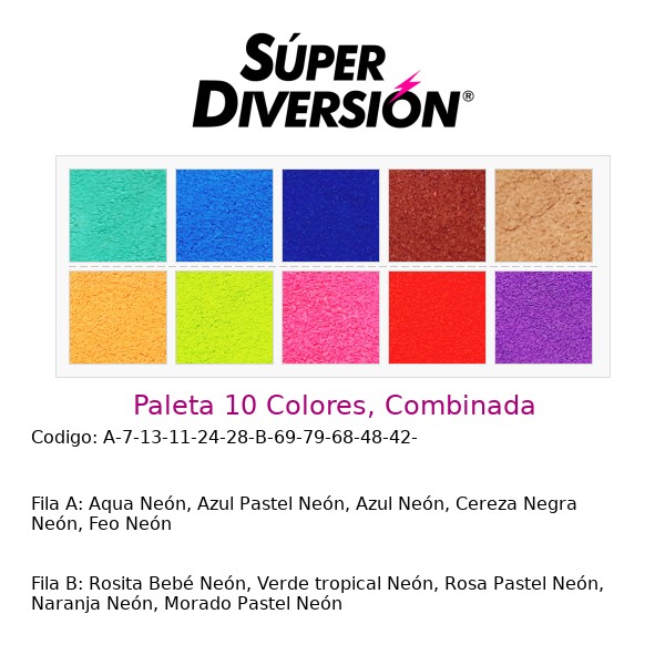 Paleta personalizada 10 colores base agua con colores Aqua Neón, Azul Pastel Neón, Azul Neón, Cereza Negra Neón, Feo Neón | Rosita Bebé Neón, Verde tropical Neón, Rosa Pastel Neón, Naranja Neón, Morado Pastel Neón