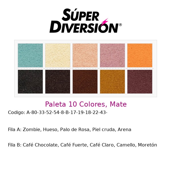 Paleta personalizada 10 colores base agua con colores Zombie, Hueso, Palo de Rosa, Piel cruda, Arena | Café Chocolate, Café Fuerte, Café Claro, Camello, Moretón